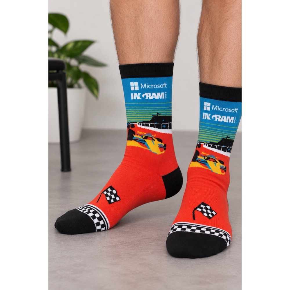 Microsoft Ingram Micro Sock Club Racing Crew Socks Corporate Promo NWT